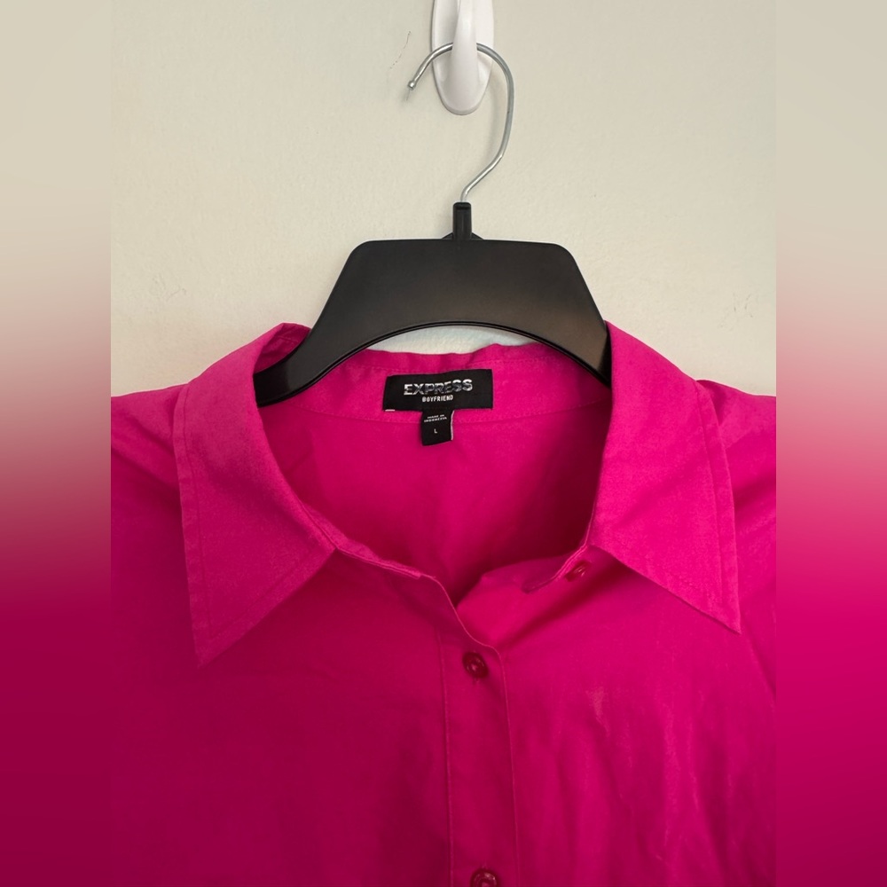 Express Cotton Poplin Boyfriend Shirt - Size Large - Picture 5 of 9